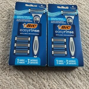 Men’s BIC EasyRinse Refillable Razor Handle + Cartridges - Blue set of 2